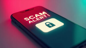 Smart Phone with Scam Alert message