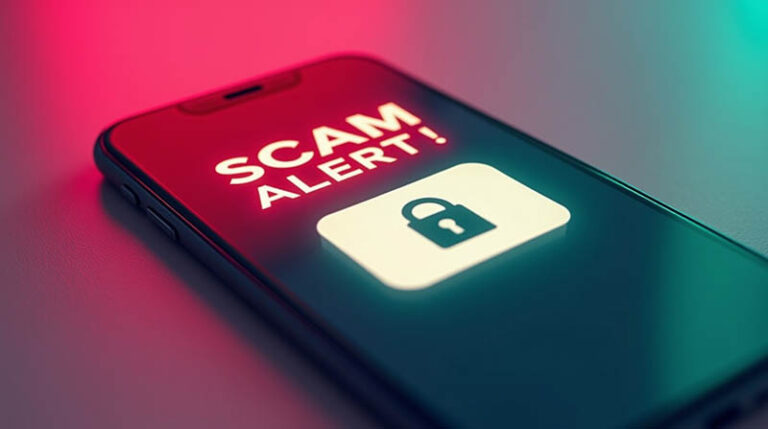 Smart Phone with Scam Alert message